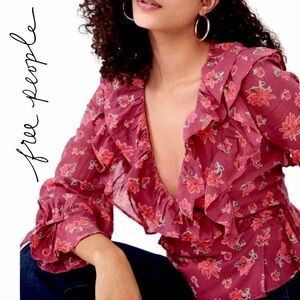 NWT Free People Amanda Ruffle Top